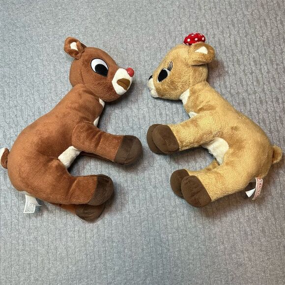 Commonwealth Toys Rudolph & Clarice Reindeer Plush Toy Set 12” in - Picture 2 of 7